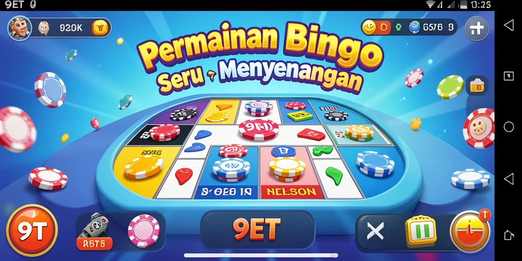 Tampilan gameplay seru dari aplikasi Bingo 9ET yang penuh warna.