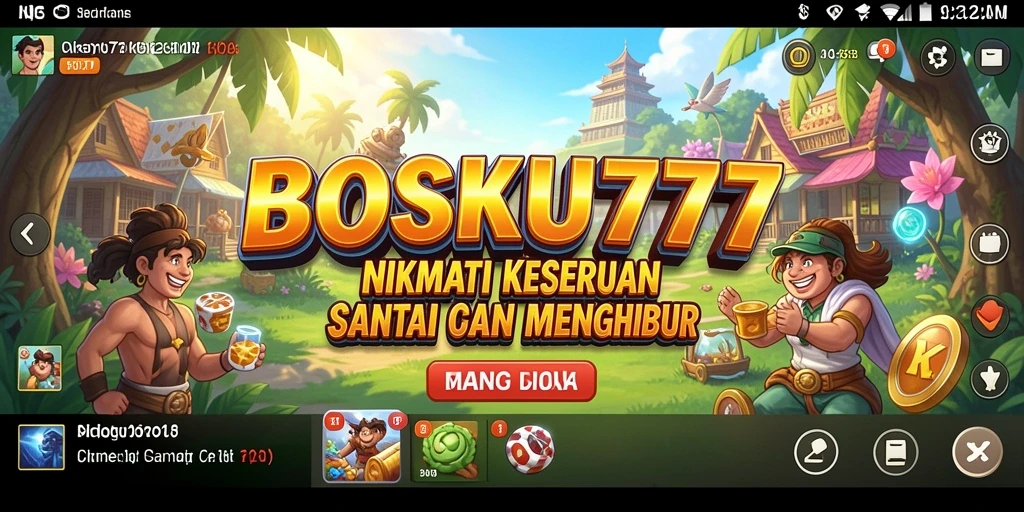 Tangkapan layar utama menunjukkan gameplay menarik BOSKU777 dengan grafis cerah.
