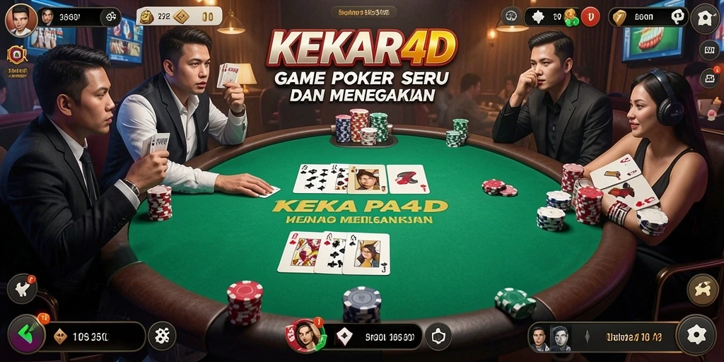 Tampilan layar permainan poker yang seru dan menarik di KEKAR4D.
