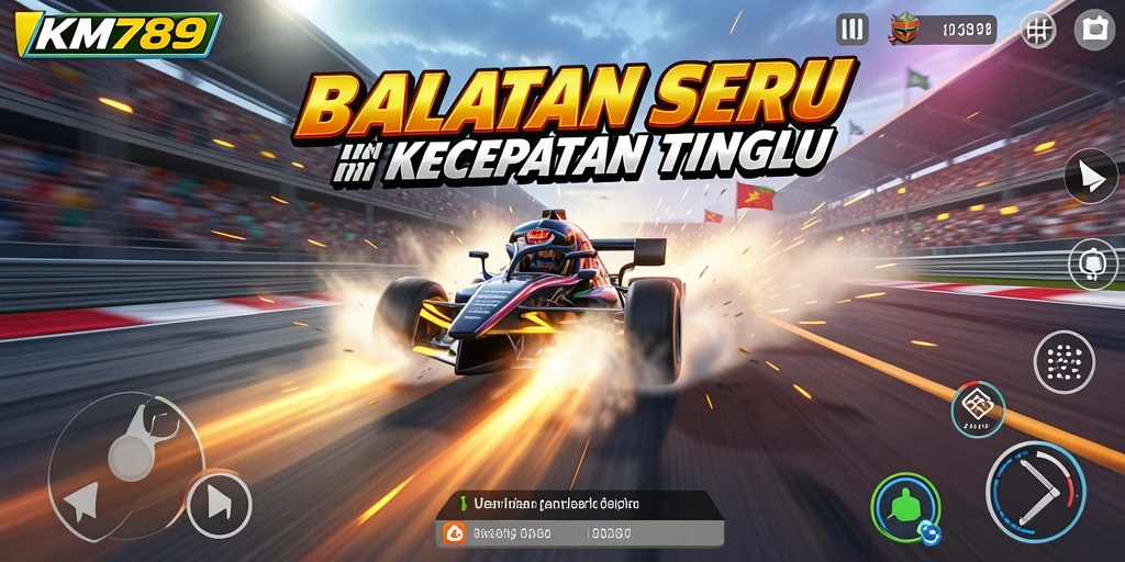 Gameplay KM789 menampilkan balapan seru dengan grafis memukau.