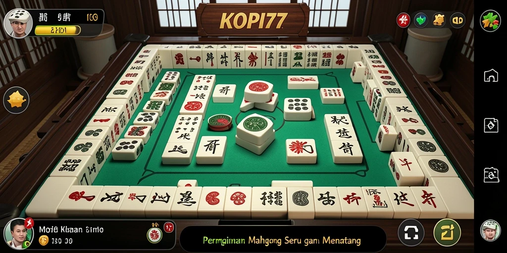 Screenshot gameplay KOPI77 yang menunjukkan keseruan bermain Mahjong.