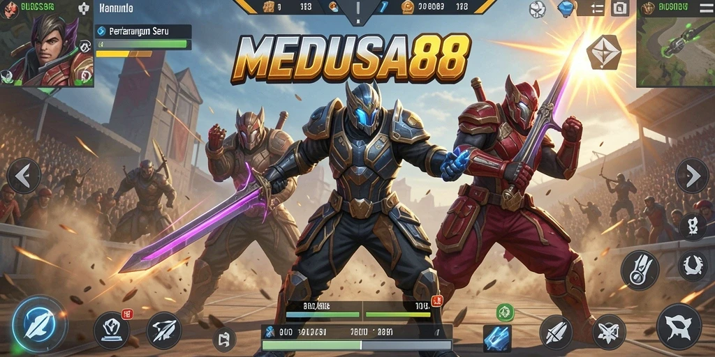 Tangkapan layar dari gameplay seru MEDUSA88 dalam pertarungan Battle Royale.