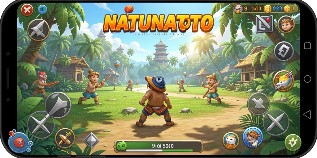 Tampilan gameplay NATUNATOTO yang seru dan menyenangkan.