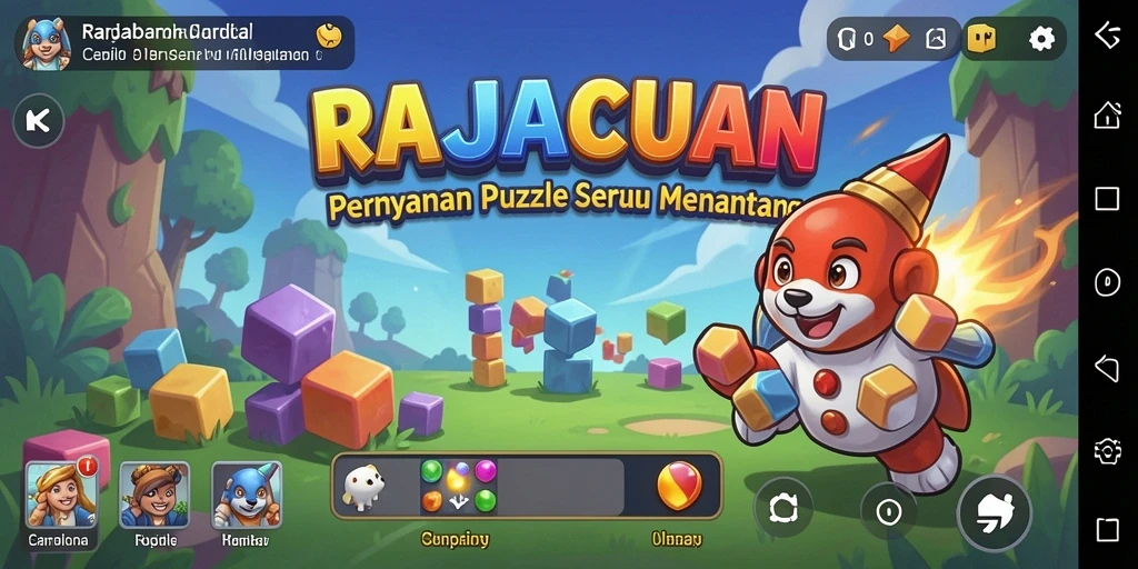 Tampilan seru gameplay RAJACUAN saat menyelesaikan puzzle.