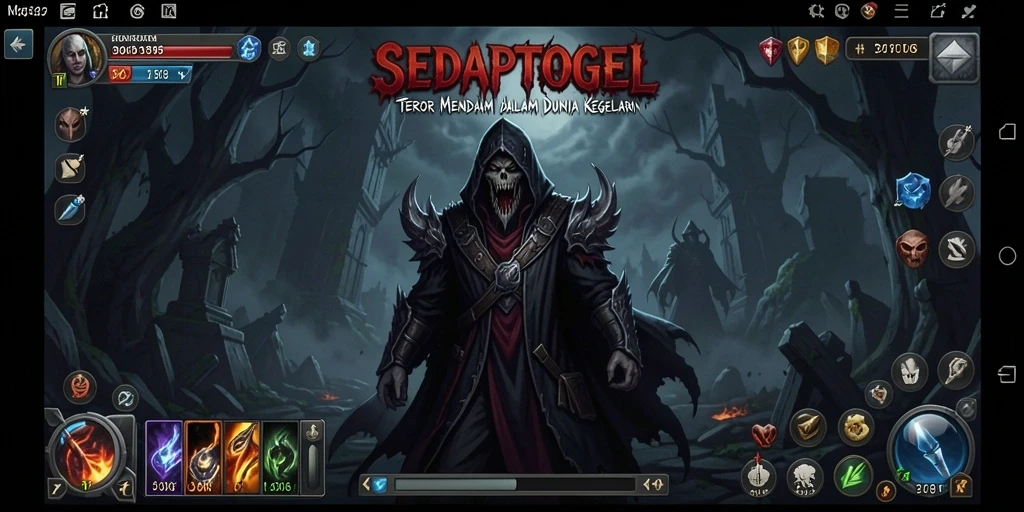Tampilan gameplay menegangkan dalam SEDAPTOGEL dengan suasana horor yang kental.