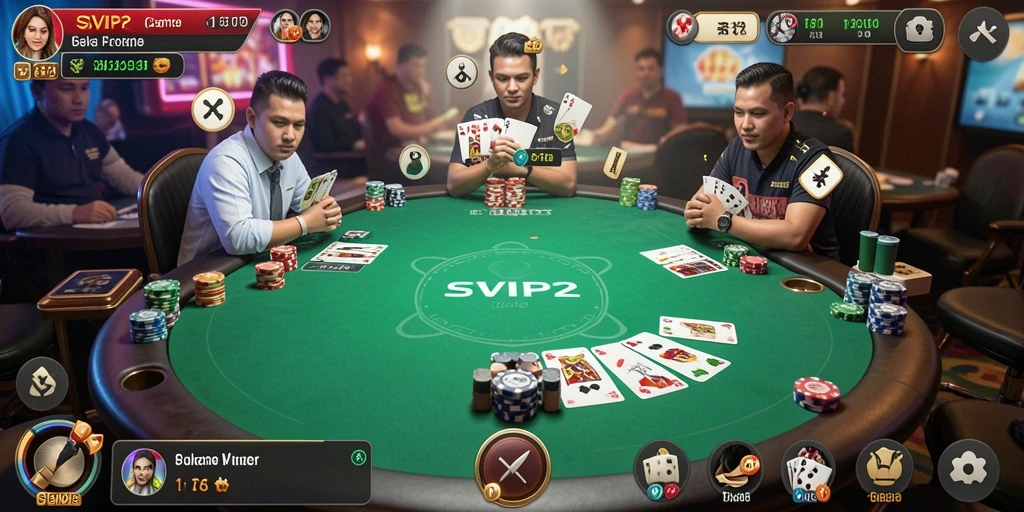 Tampilan gameplay Poker menarik di SVIP2 dengan grafis yang memukau.