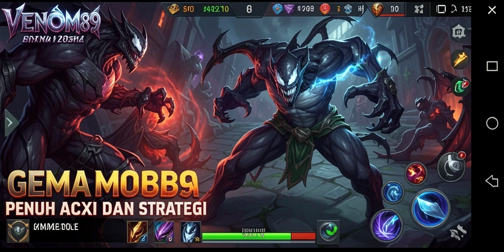 Tangkapan layar utama menunjukkan aksi intens dalam permainan MOBA.