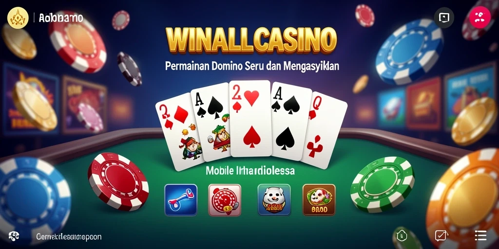 Tampilan gameplay seru dalam permainan Domino WINALLCASINO.