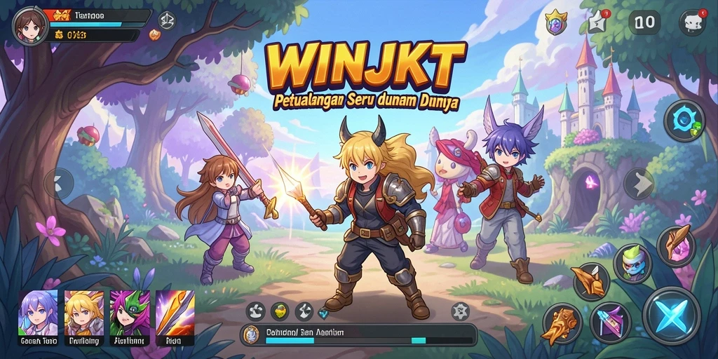 Tampilan seru gameplay WINJKT dengan karakter Anime.