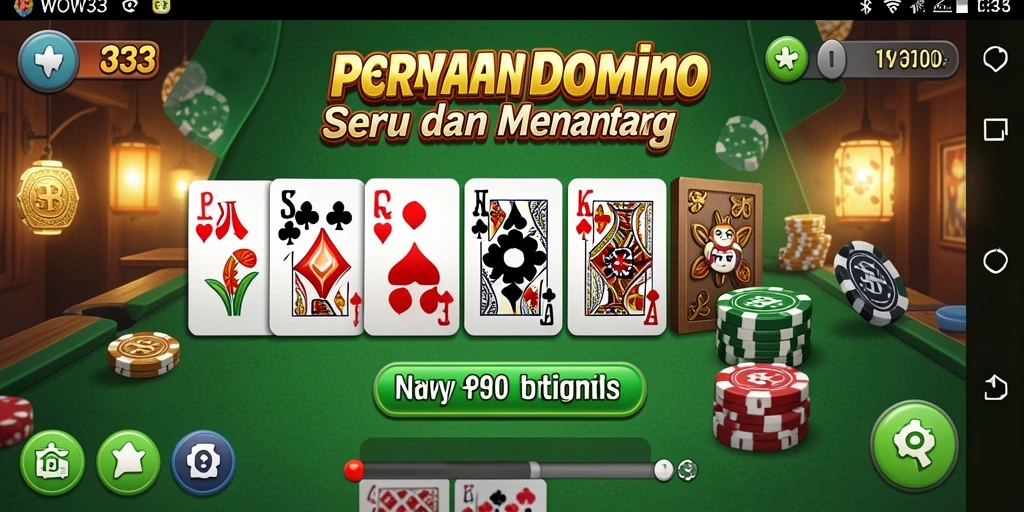 Tampilan screenshot utama WOW33 dengan gameplay Domino yang seru.